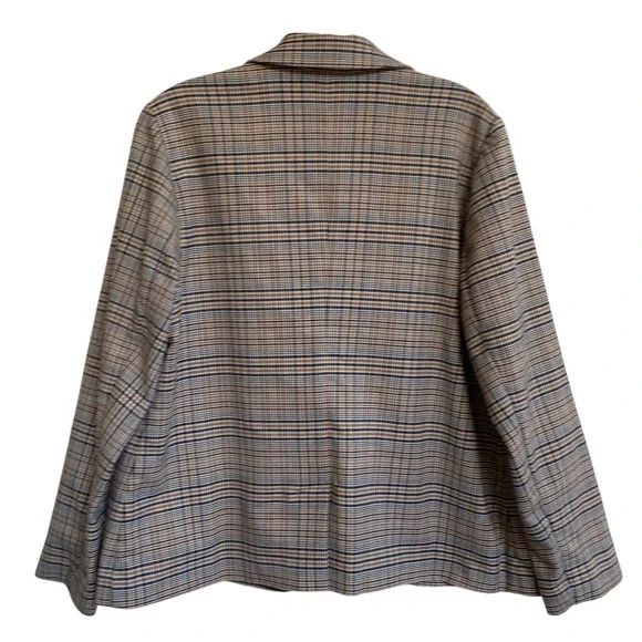 J. Jill Women's One Button Houndstooth Blazer Plaid Tigers Eye Stretch Petite M - Picture 3 of 13